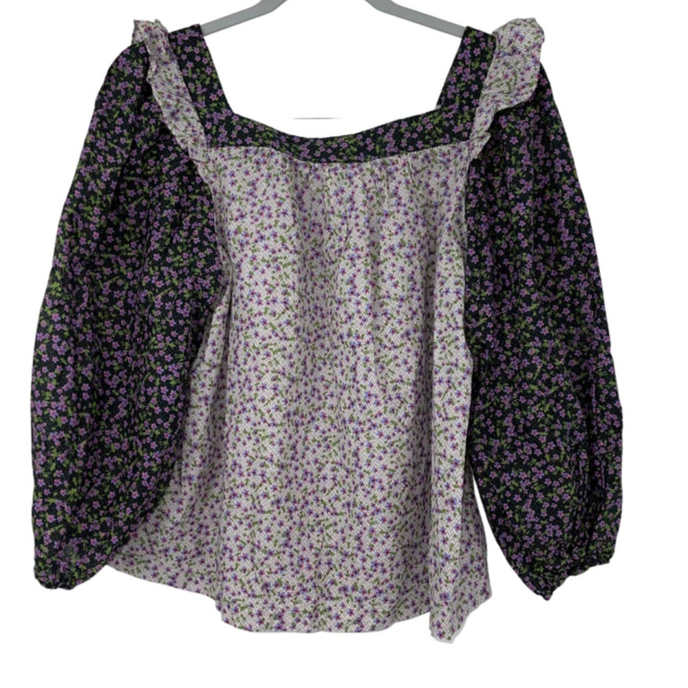 CAROLINA BELLE MONTREAL PEASANT RUFFLE BOHO COTTAGE CORE FLORAL TOP MEDIUM